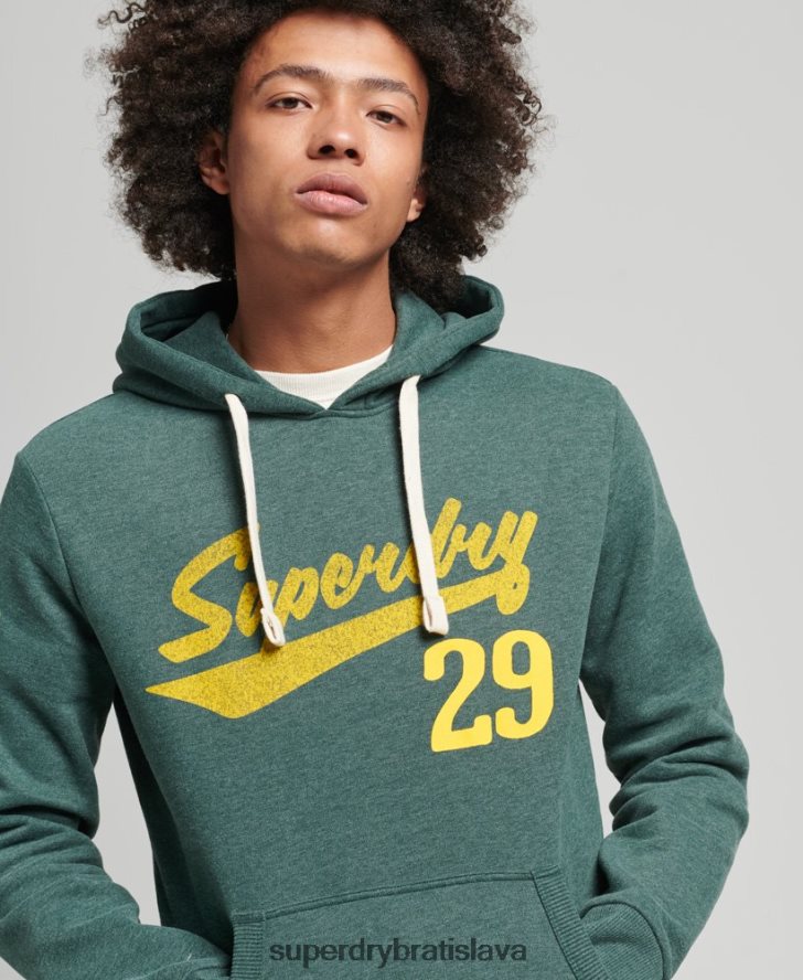 Superdry muži vintage atletická mestská mikina s kapucňou 6B4ZTR824 oblečenie zelená