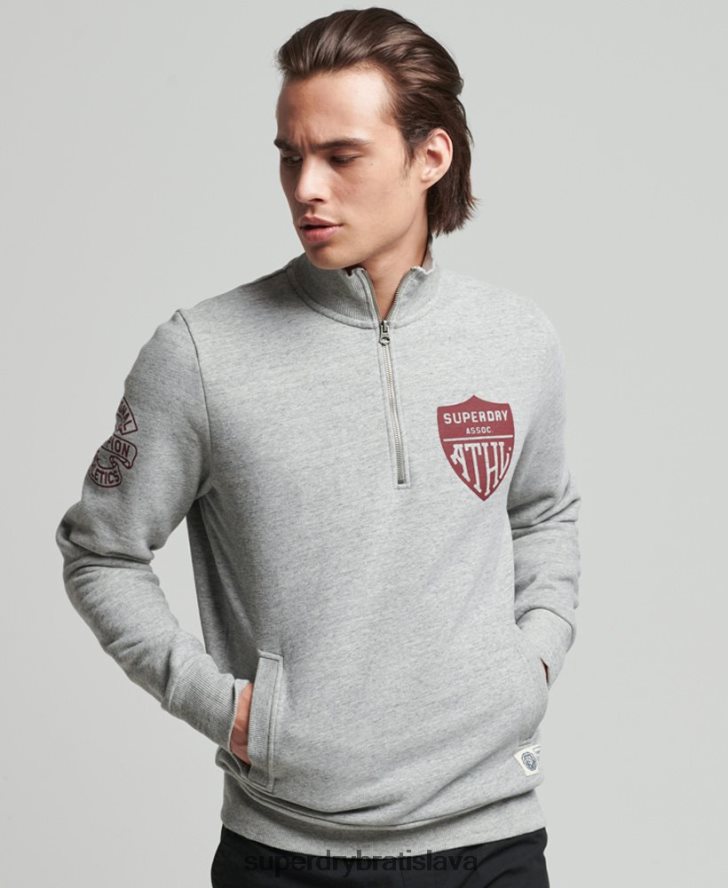Superdry muži vintage atletická mikina henley 6B4ZTR5001 oblečenie sivá