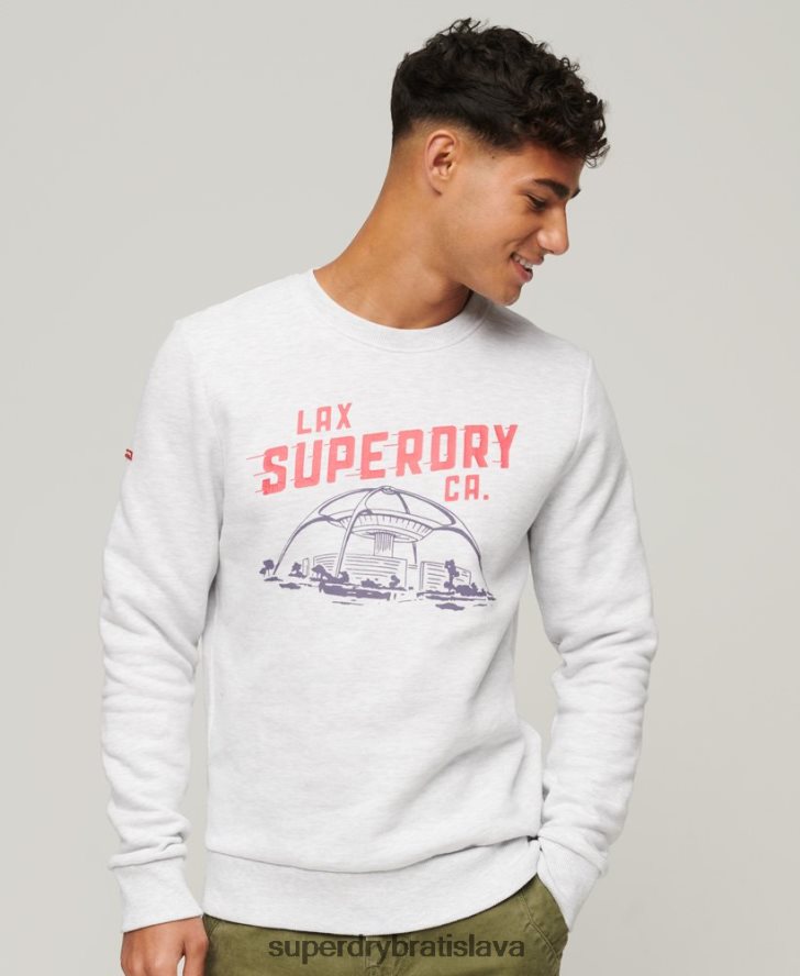 Superdry muži vintage city suvenír crew mikina 6B4ZTR550 oblečenie svetlo šedá