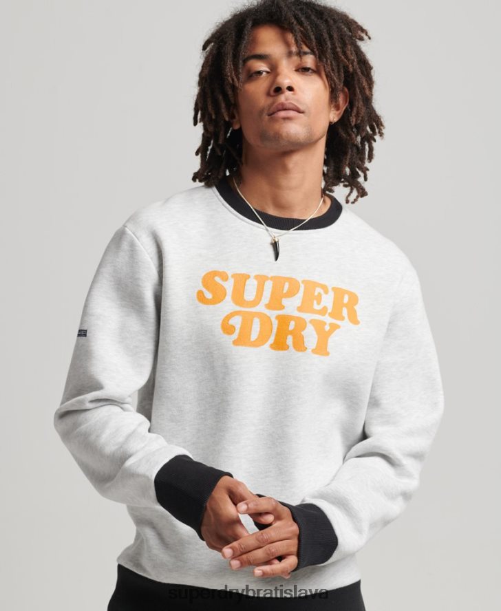 Superdry muži vintage cooper klasická crew mikina 6B4ZTR5027 oblečenie svetlo šedá