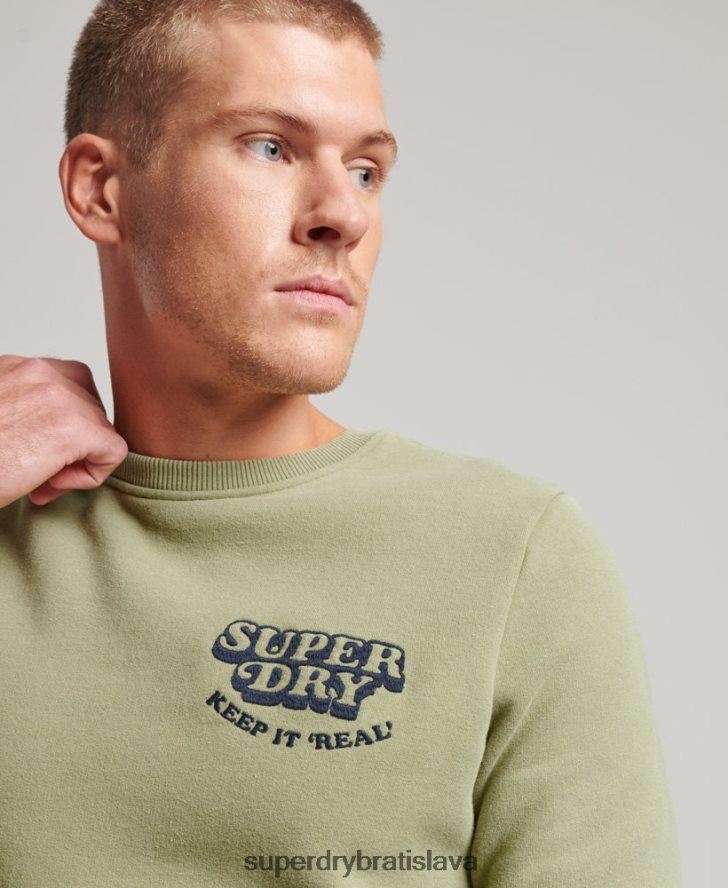 Superdry muži vintage cooper klasická crew mikina 6B4ZTR736 oblečenie zelená