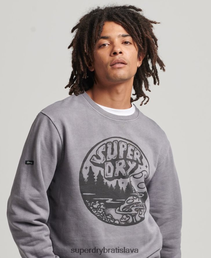 Superdry muži vintage do lesa crew mikina 6B4ZTR752 oblečenie tmavošedý