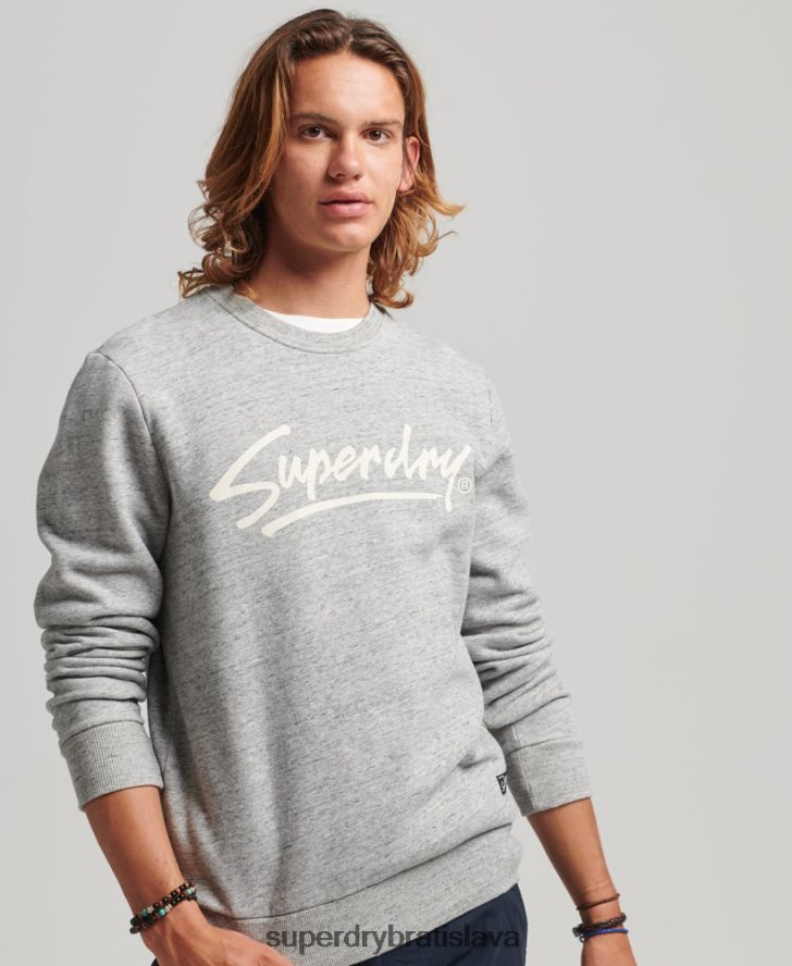 Superdry muži vintage downtown script crew mikina 6B4ZTR5019 oblečenie sivá