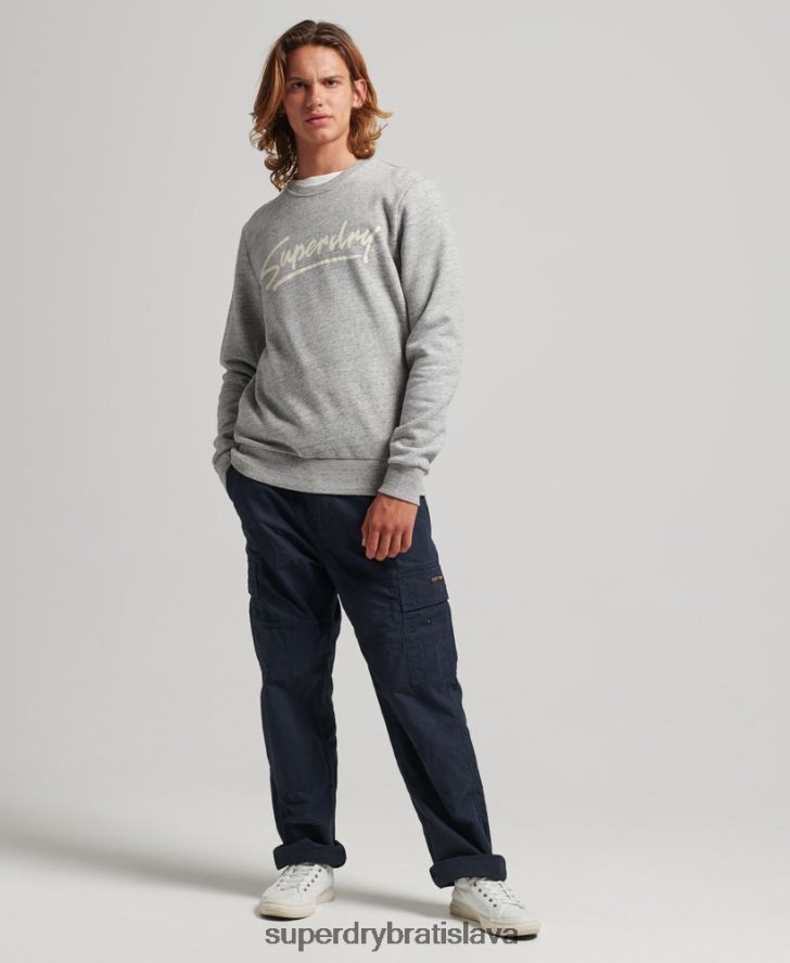 Superdry muži vintage downtown script crew mikina 6B4ZTR5019 oblečenie sivá