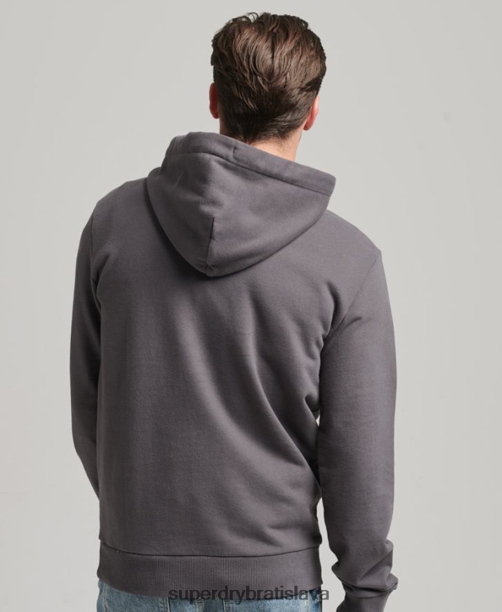 Superdry muži vintage downtown script nečesaná mikina s kapucňou 6B4ZTR817 oblečenie tmavošedý