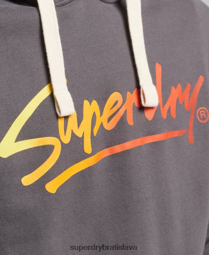 Superdry muži vintage downtown script nečesaná mikina s kapucňou 6B4ZTR817 oblečenie tmavošedý