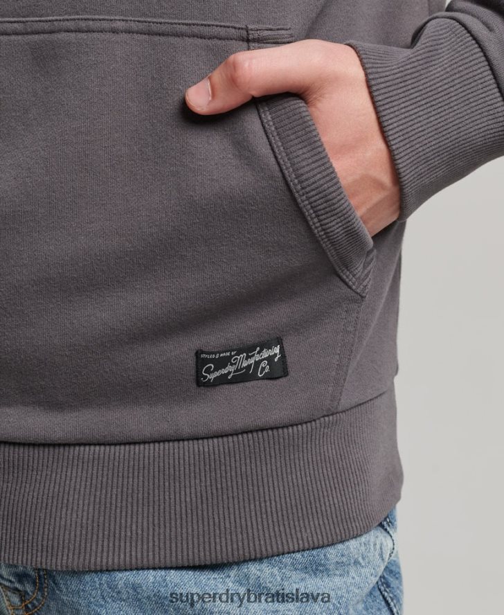 Superdry muži vintage downtown script nečesaná mikina s kapucňou 6B4ZTR817 oblečenie tmavošedý