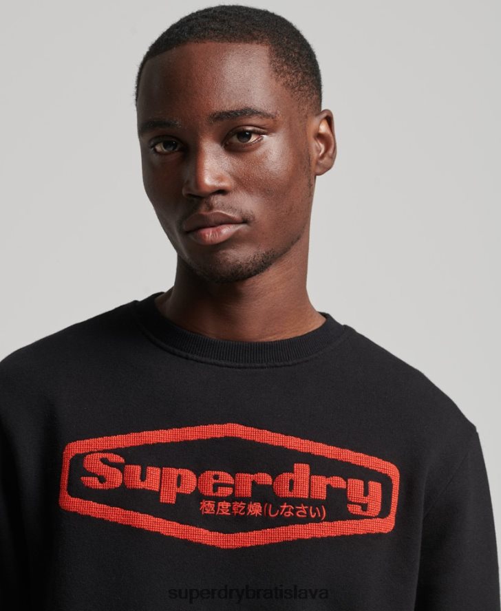 Superdry muži vintage hra na mikine s logom 90. rokov 6B4ZTR5074 oblečenie čierna