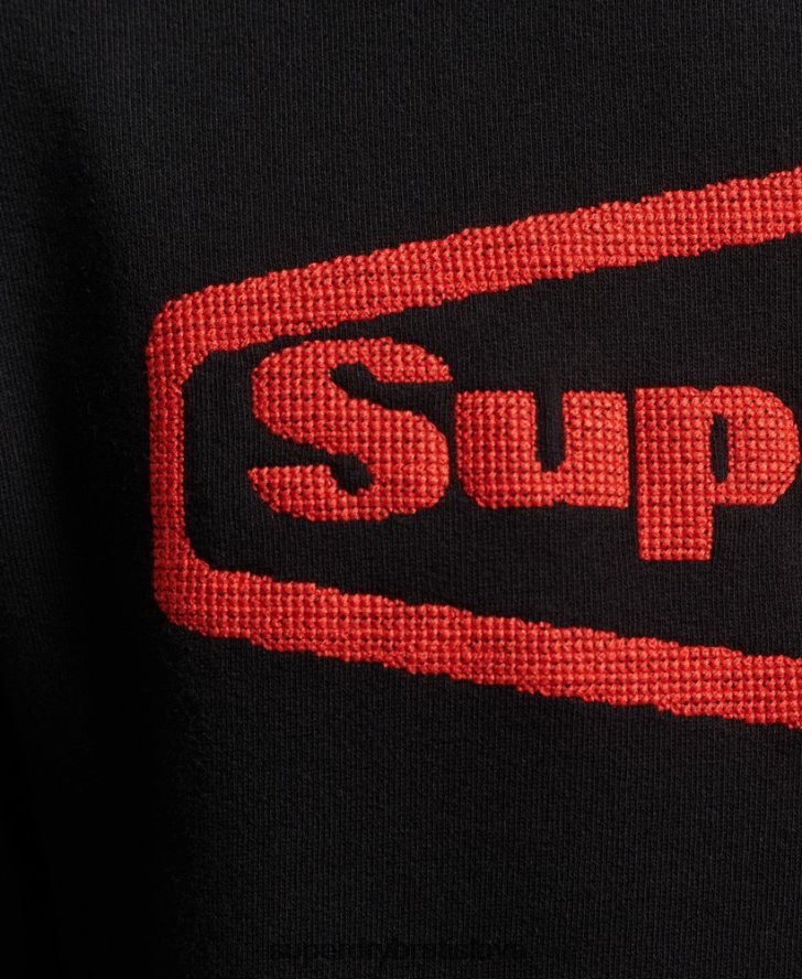 Superdry muži vintage hra na mikine s logom 90. rokov 6B4ZTR5074 oblečenie čierna
