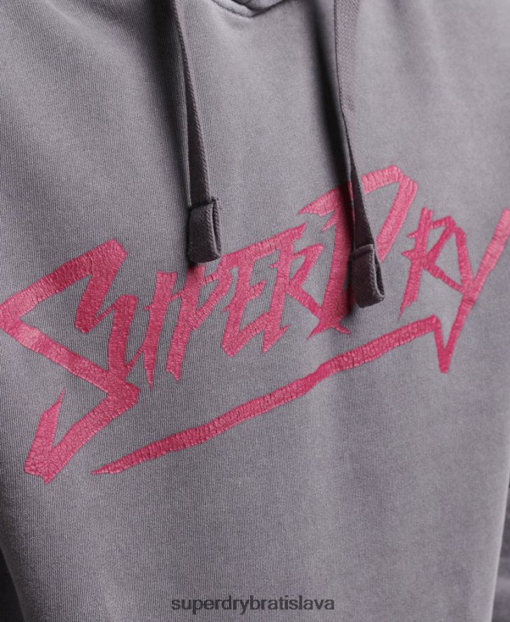 Superdry muži vintage indie mark mikina s kapucňou 6B4ZTR811 oblečenie tmavošedý