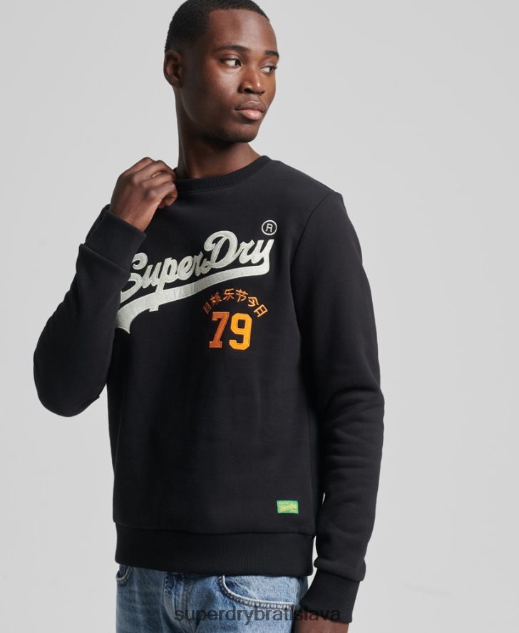 Superdry muži vintage logo interest crew mikina 6B4ZTR740 oblečenie čierna