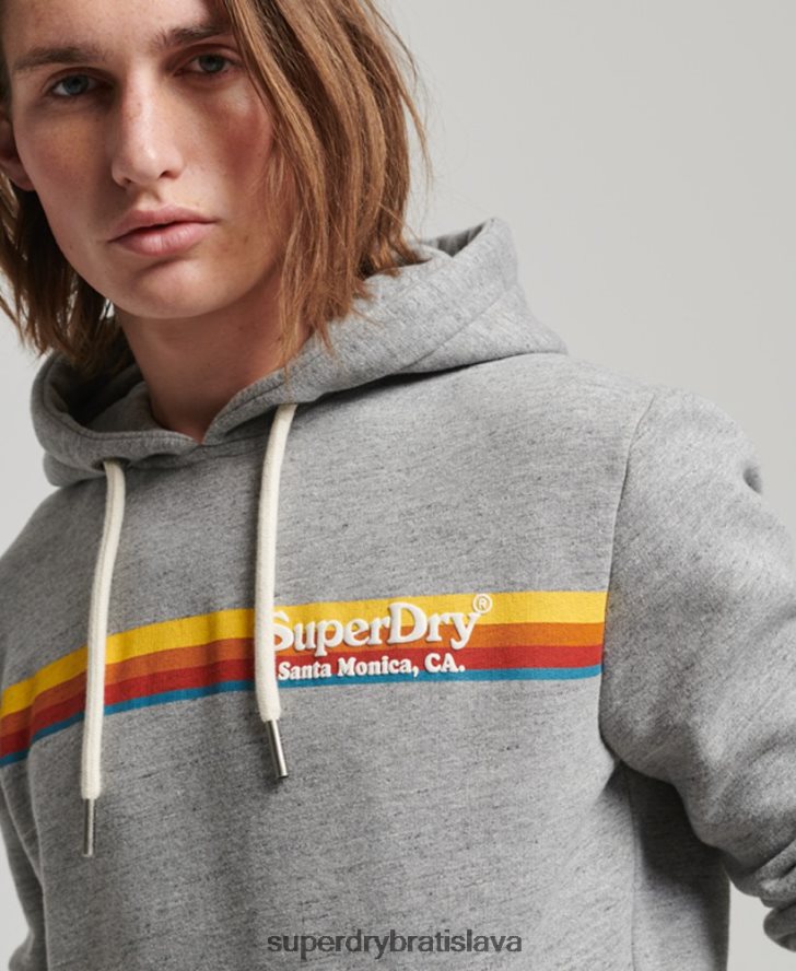 Superdry muži vintage mikina s kapucňou 6B4ZTR505 oblečenie sivá