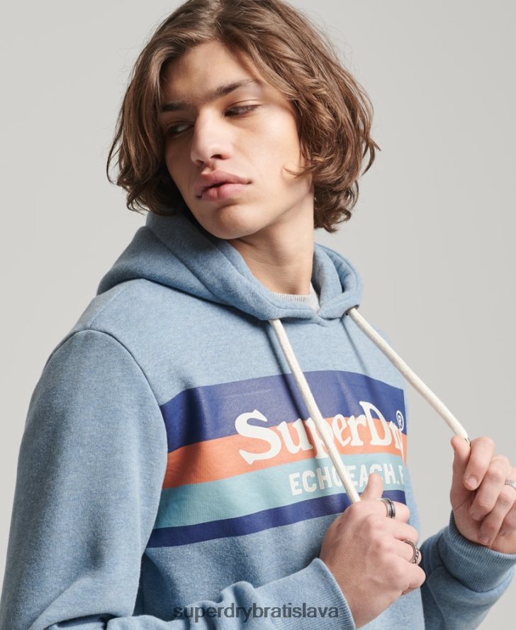 Superdry muži vintage mikina s kapucňou 6B4ZTR735 oblečenie svetlo modrá