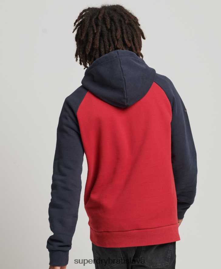 Superdry muži vintage mikina s kapucňou achilles raglán 6B4ZTR582 oblečenie červená