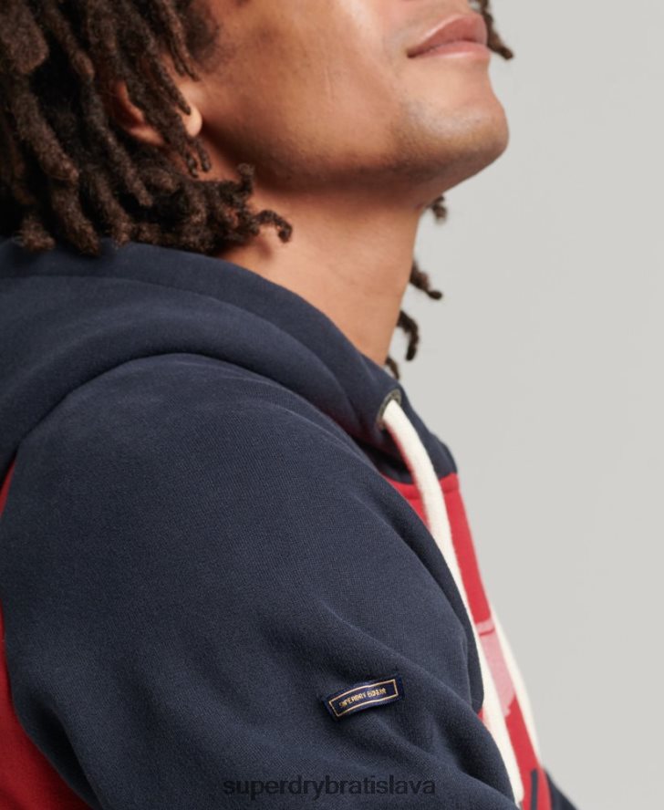 Superdry muži vintage mikina s kapucňou achilles raglán 6B4ZTR582 oblečenie červená