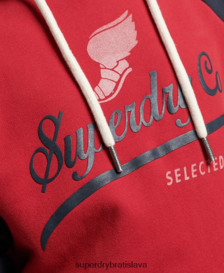 Superdry muži vintage mikina s kapucňou achilles raglán 6B4ZTR582 oblečenie červená