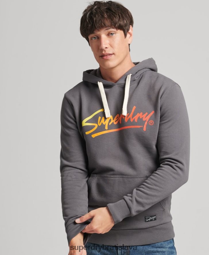 Superdry muži vintage mikina s kapucňou v centre mesta 6B4ZTR4998 oblečenie tmavošedý