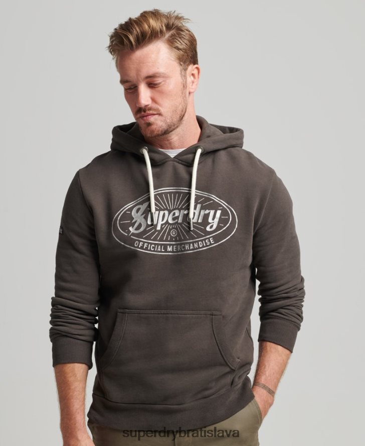 Superdry muži vintage mikina s logom blesku 6B4ZTR5073 oblečenie tmavošedý