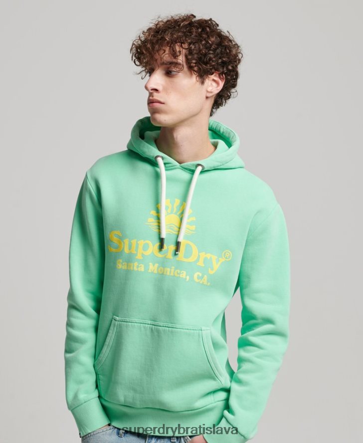 Superdry muži vintage neónová mikina s kapucňou 6B4ZTR681 oblečenie zelená