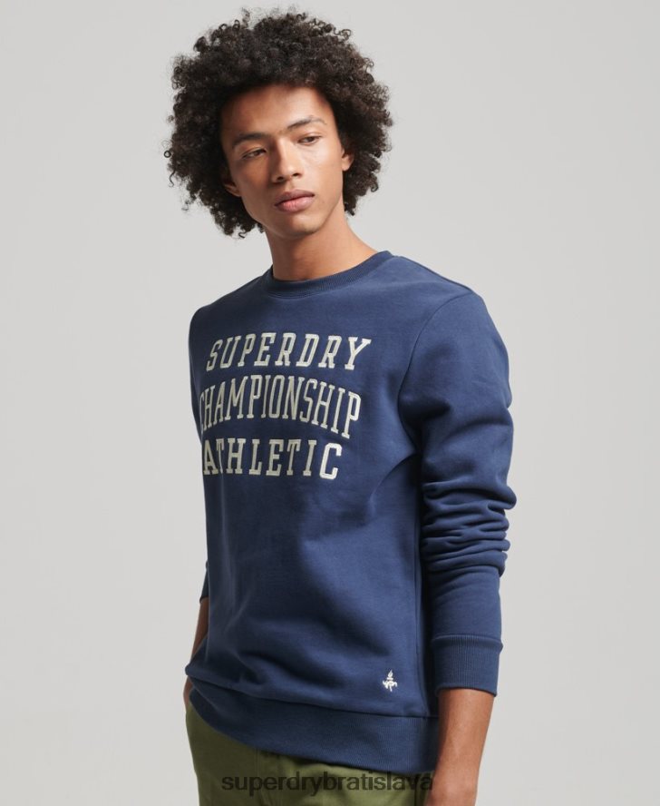 Superdry muži vintage športová mikina do telocvične 6B4ZTR605 oblečenie námorníctvo