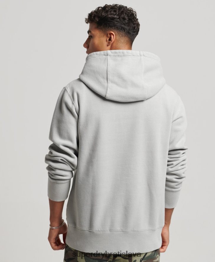 Superdry muži vintage praná mikina s kapucňou 6B4ZTR570 oblečenie svetlo šedá