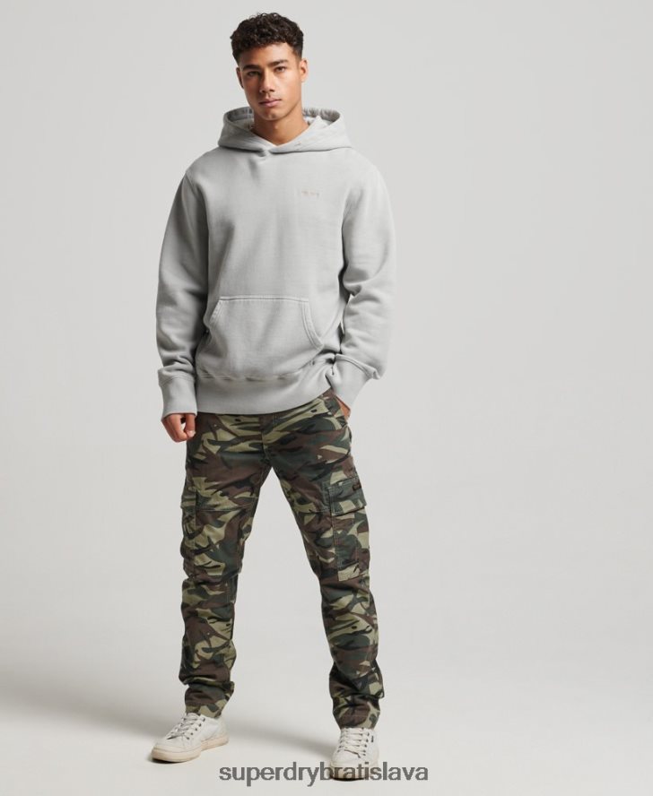 Superdry muži vintage praná mikina s kapucňou 6B4ZTR570 oblečenie svetlo šedá
