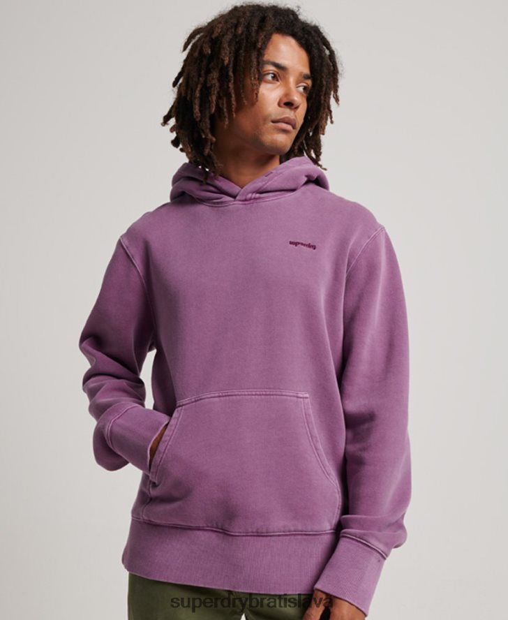 Superdry muži vintage praná mikina s kapucňou 6B4ZTR818 oblečenie Fialová