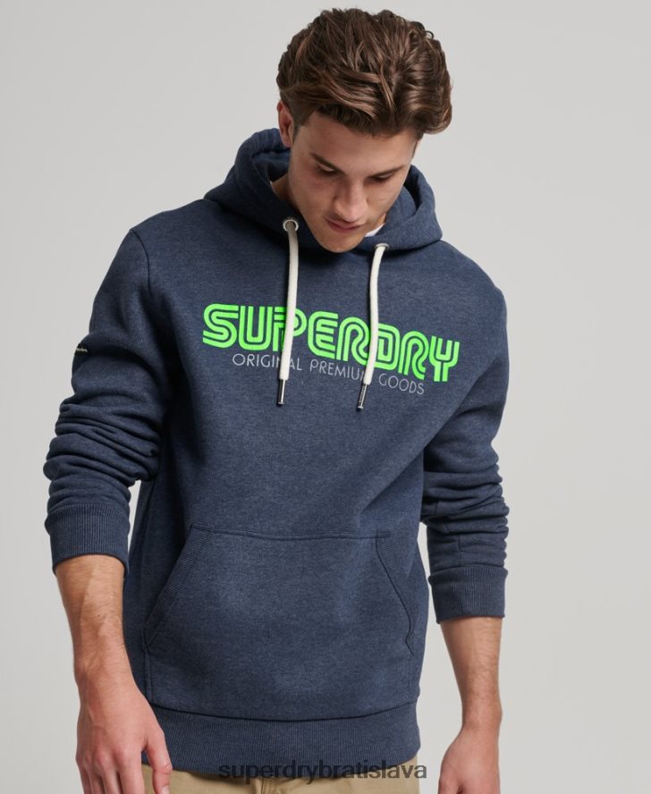 Superdry muži vintage retro opakovaná mikina s kapucňou 6B4ZTR651 oblečenie Modrá