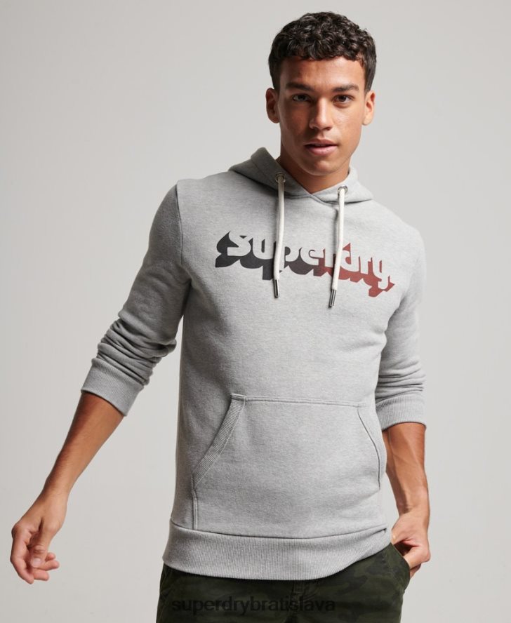 Superdry muži vintage tieňová mikina s kapucňou 6B4ZTR706 oblečenie svetlo šedá