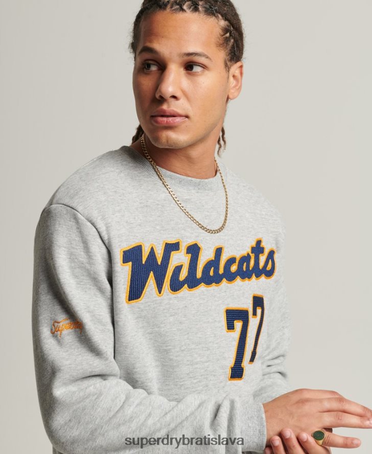 Superdry muži vintage vysokoškolská mikina 6B4ZTR5078 oblečenie sivá