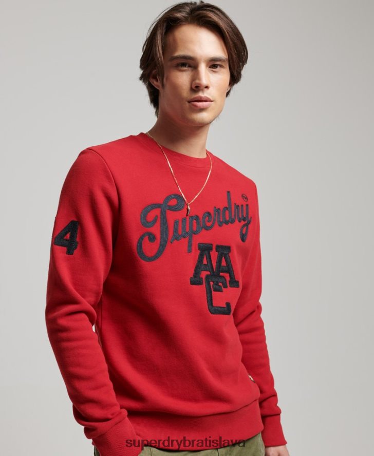 Superdry muži vintage vysokoškolská mikina 6B4ZTR549 oblečenie červená