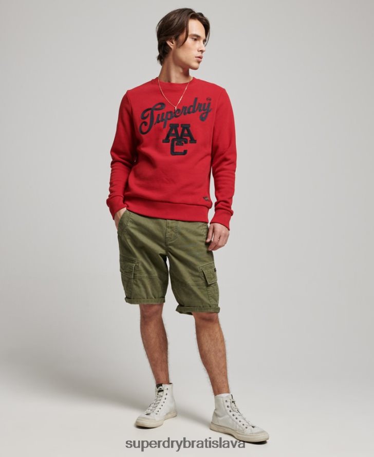 Superdry muži vintage vysokoškolská mikina 6B4ZTR549 oblečenie červená