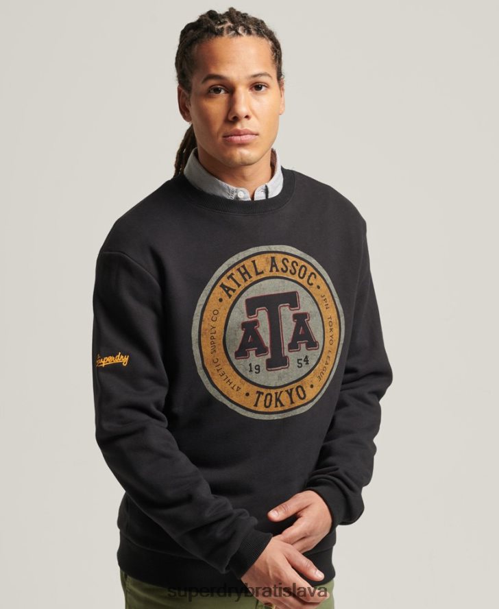 Superdry muži vintage vysokoškolská mikina 6B4ZTR845 oblečenie čierna