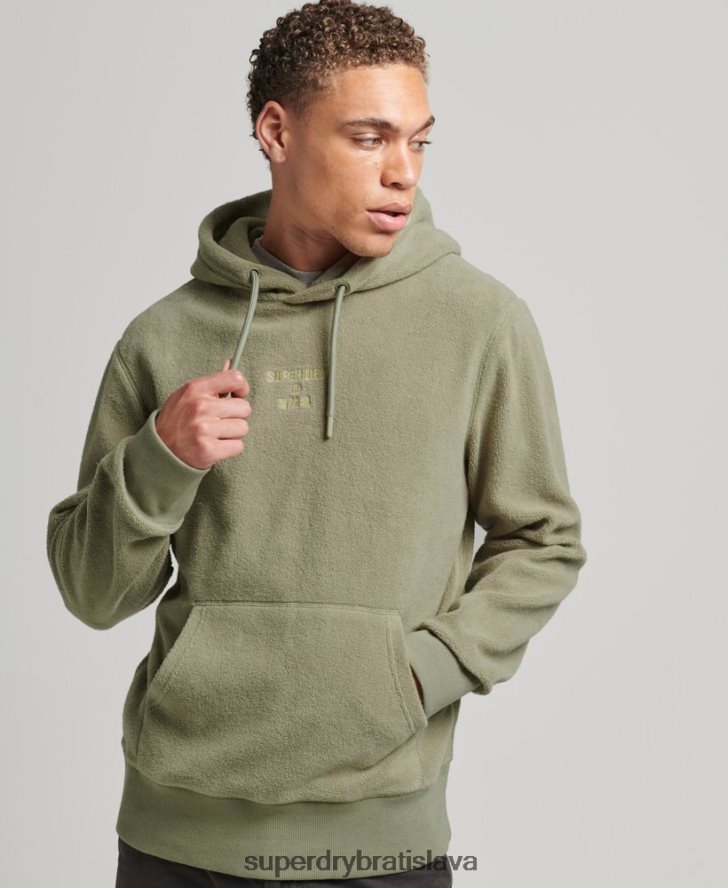 Superdry muži voľná fleecová mikina s grafickým logom 6B4ZTR5012 oblečenie kaki