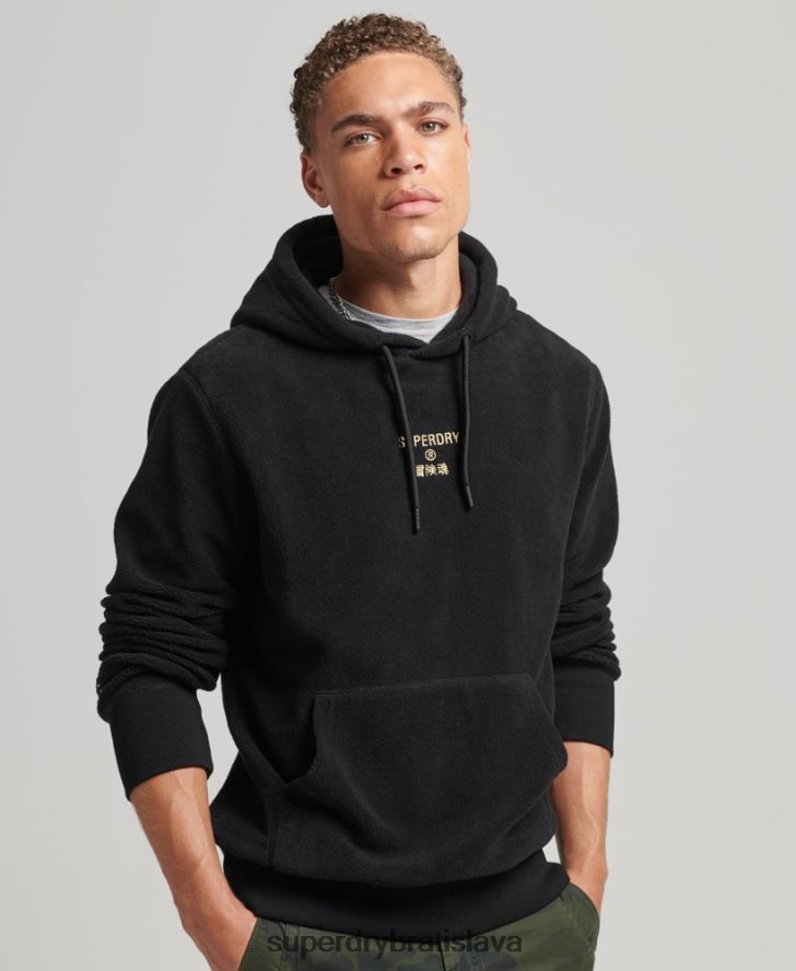 Superdry muži voľná fleecová mikina s grafickým logom 6B4ZTR5031 oblečenie čierna
