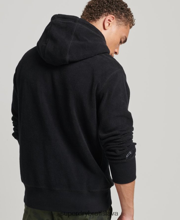 Superdry muži voľná fleecová mikina s grafickým logom 6B4ZTR5031 oblečenie čierna