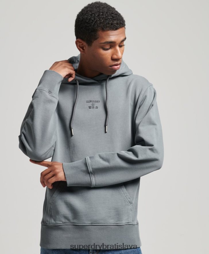 Superdry muži voľná mikina s kapucňou na farbenie odevov 6B4ZTR6007 oblečenie čierna