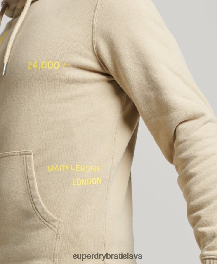 Superdry muži voľná mikina s potlačou loga s kapucňou 6B4ZTR5222 oblečenie béžová