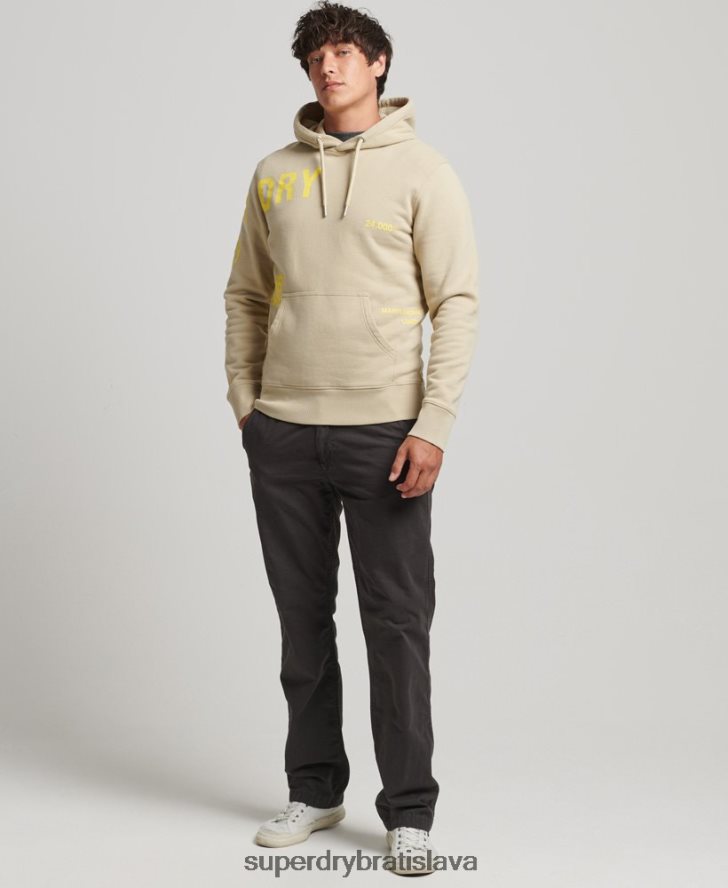 Superdry muži voľná mikina s potlačou loga s kapucňou 6B4ZTR5222 oblečenie béžová