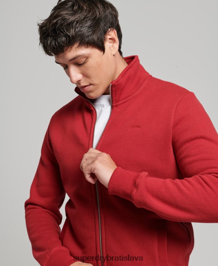 Superdry muži vršok na zips s vyšívaným vintage logom 6B4ZTR632 oblečenie červená