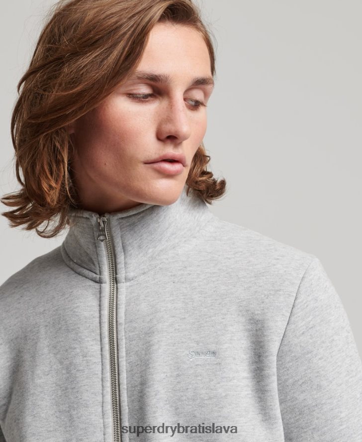 Superdry muži vršok na zips s vyšívaným vintage logom 6B4ZTR739 oblečenie sivá
