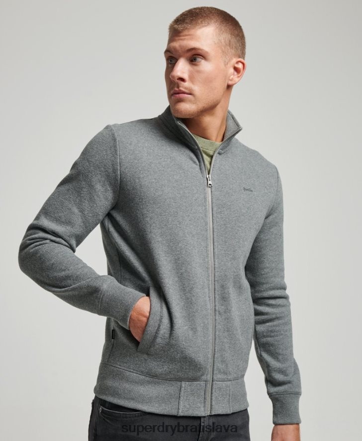 Superdry muži vršok na zips s vyšívaným vintage logom 6B4ZTR755 oblečenie sivá