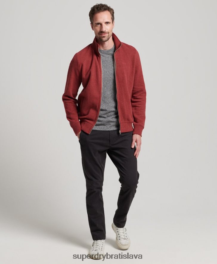 Superdry muži vršok na zips s vyšívaným vintage logom 6B4ZTR825 oblečenie červená