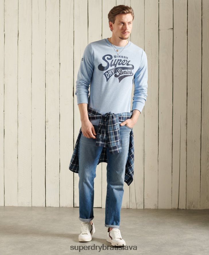 Superdry muži vysokoškolská mikina s výstrihom 6B4ZTR870 oblečenie Modrá