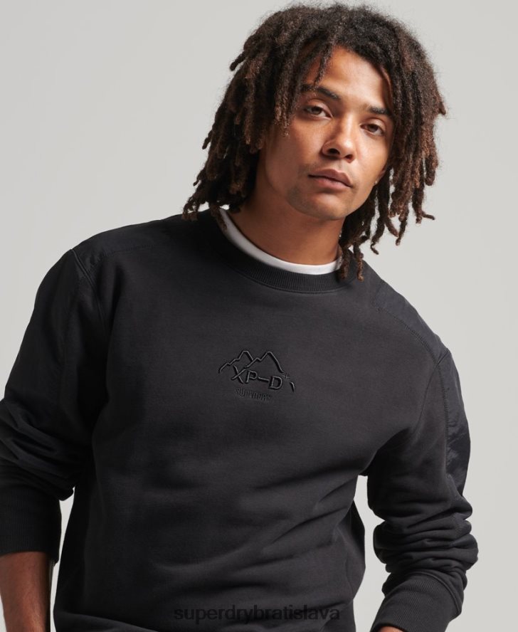 Superdry muži xp-d hybridná mikina zo zmesi látok 6B4ZTR794 oblečenie čierna