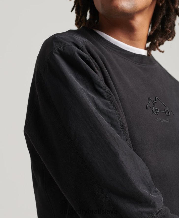 Superdry muži xp-d hybridná mikina zo zmesi látok 6B4ZTR794 oblečenie čierna