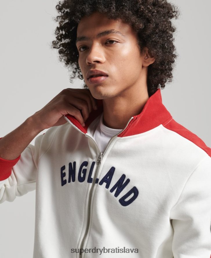 Superdry x Ringspun muži futbalová anglická trať top 6B4ZTR695 oblečenie biely