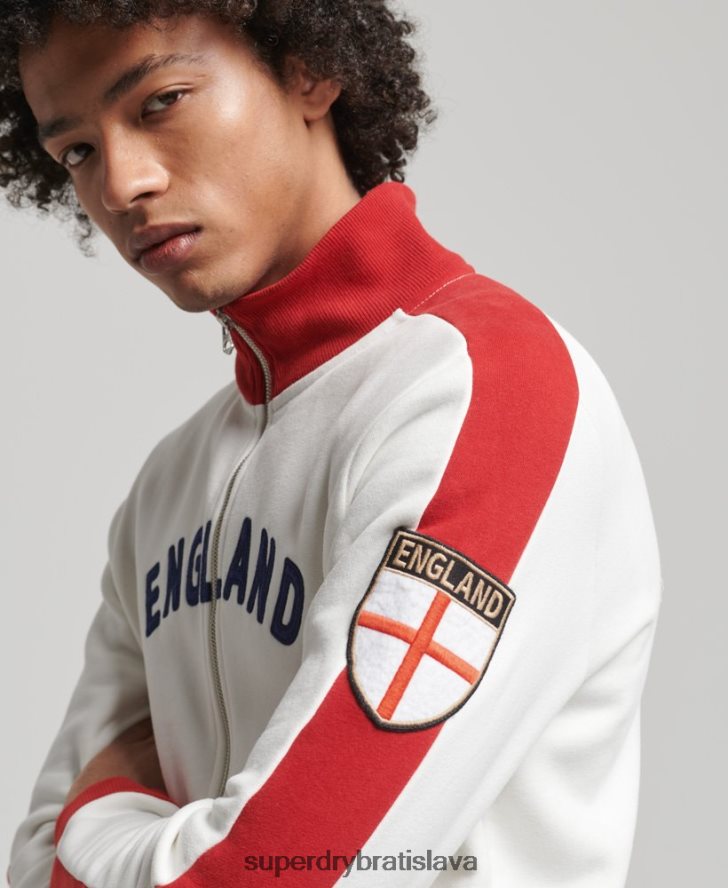 Superdry x Ringspun muži futbalová anglická trať top 6B4ZTR695 oblečenie biely