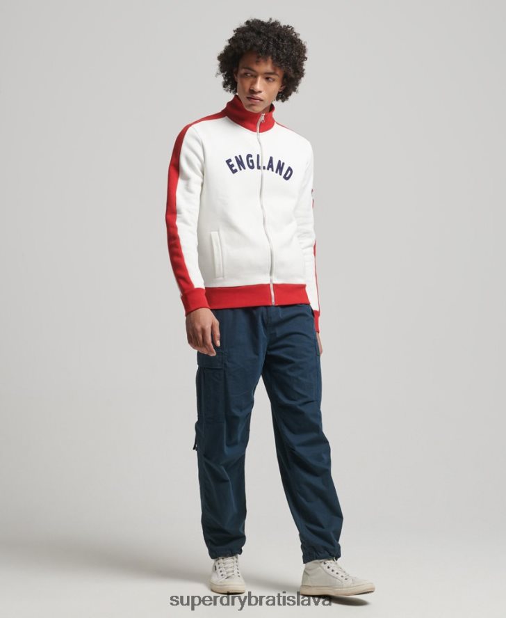Superdry x Ringspun muži futbalová anglická trať top 6B4ZTR695 oblečenie biely