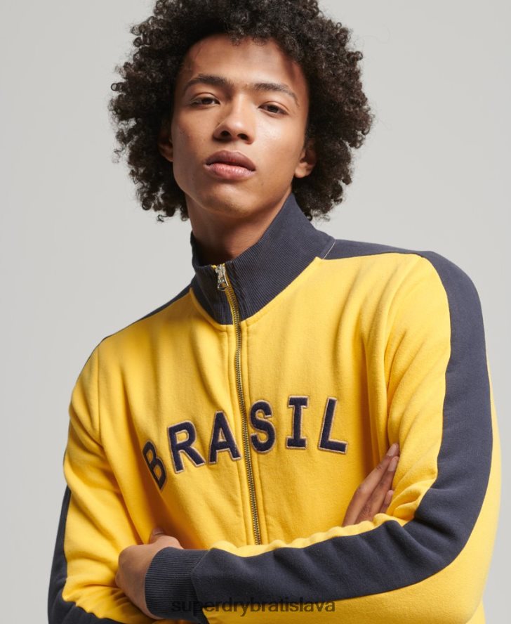 Superdry x Ringspun muži futbalová brazílska trať top 6B4ZTR507 oblečenie žltá